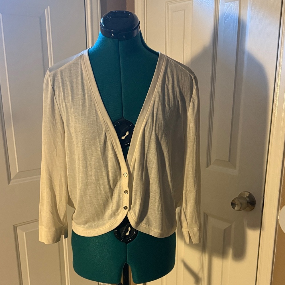 Ann Taylor Off-White Buttoned Cardigan